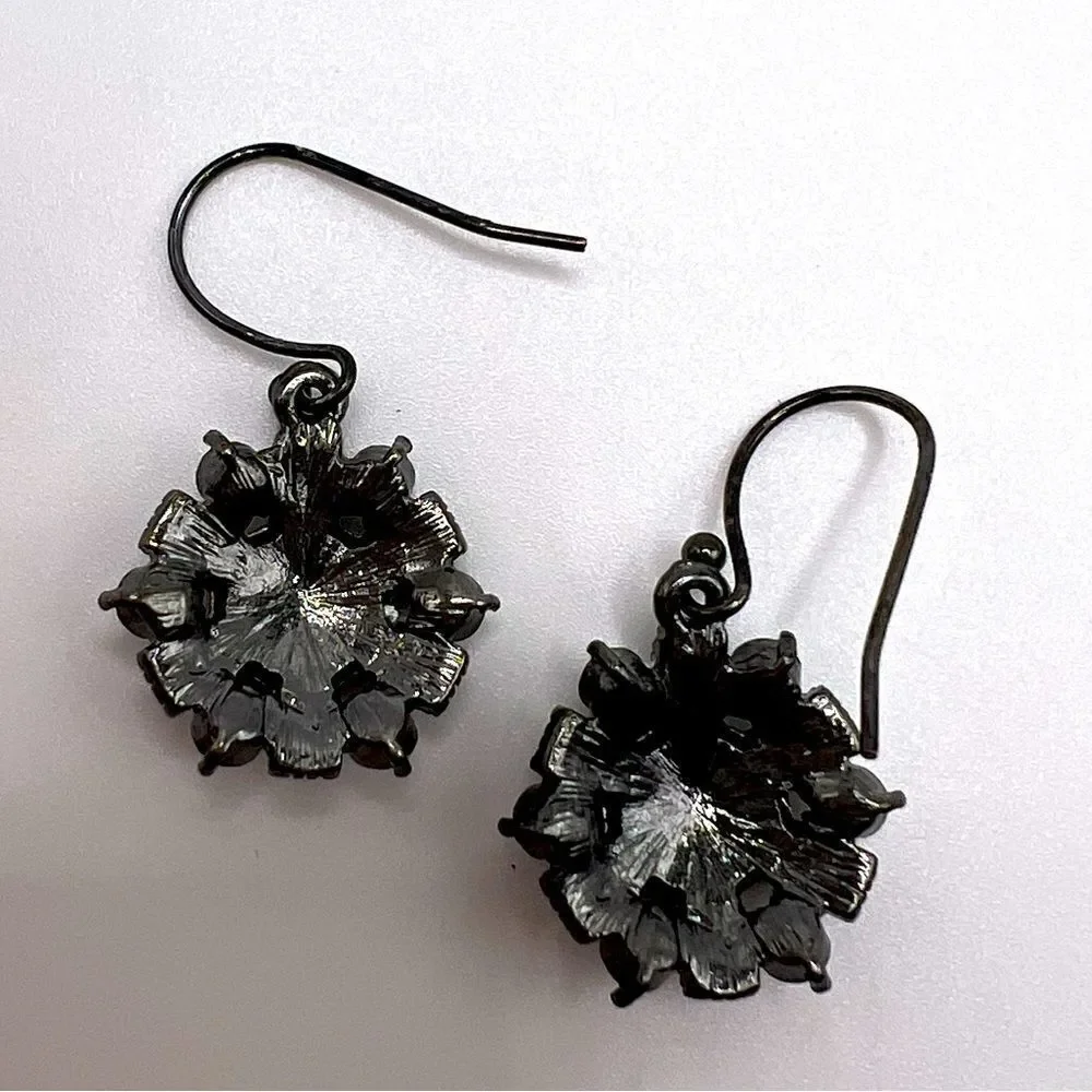 *3/$20* Gunmetal tone dangle earrings with black and clear rhinestones
